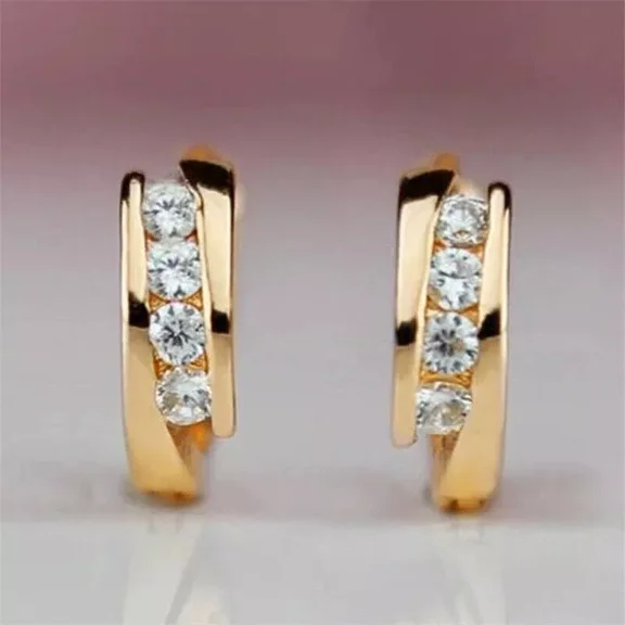 2Ct Round Cut Lab Created Diamond Women's Hoop Earrings In 14k Yellow Gold Plated