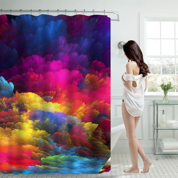 1Pc Shower Curtain Shower Curtain 70X70 Inch With 12 Plastic Hooks Waterproof Shower Curtain Bathroom Heavy Side Shower Curtain Machine Washable Quick Dry Shower Curtain