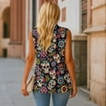 thumbnail image 4 of Psesaysky Sugar Skull Floral Print Womens Summer Suit Vest Tops Fashion Casual Sleeveless Blazers Single Button Down Lightweight Work Waistcoat, Size 2XL, 4 of 6