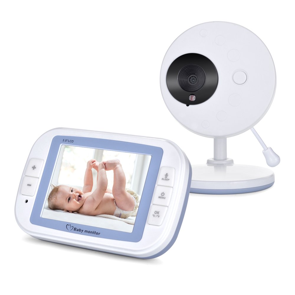 IMAGE 3.5" Video Baby Monitor with Camera, Infrared Night Vision, Temperature Monitoring, Large