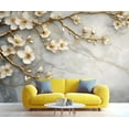 thumbnail image 3 of Modern White Flowers Custom Wallpaper Abstract Marble Texture Wall Murals Living Room Bedroom Background Nordic Modern Art 3D Wall Mural Home Decor 158"W x 110"H (Not Peel and Stick), 3 of 6