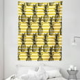 thumbnail image 1 of Grunge Decor Tapestry, Retro Striped Background with Pineapple Figures Vintage Hippie Graphic, Wall Hanging for Bedroom Living Room Dorm Decor, 60W X 80L Inches, Black Earth Yellow, by Ambesonne, 1 of 2