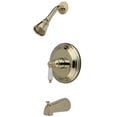 thumbnail image 1 of Restoration Tub & Shower Faucet & Porcelain Lever Handle, Polished Brass, 1 of 1