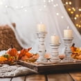 thumbnail image 6 of Candle Holder for Pillar Candle Set of 3, Farmhouse Wood Candle Holder, Rustic Wooden Candle Stand, Decorative Wood Candlestick Holders for Living Room, Table Centerpiece (Antique White), 6 of 12