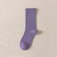 thumbnail image 1 of XmhyTop 3 pares de calcetines de algodón para mujer, calcetines de vestir finos, suaves, cómodos y transpirables, calcetines por encima del tobillo para negocios (morado), 1 of 2