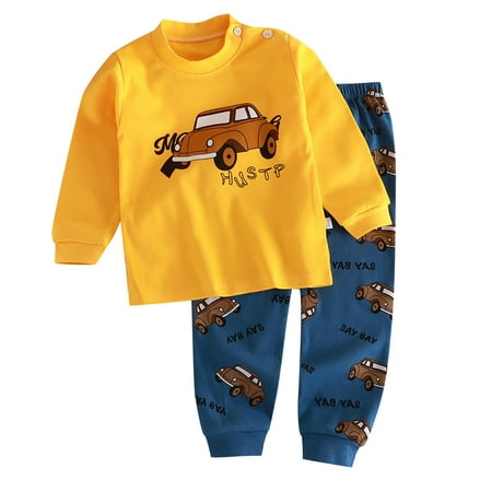 

EnJoCho Kids School Outfit Children s Long Boys Undergarments Pure Cotton Baby Girls Dinosaur Kart Printed Pajamas Home Wear Little Children Casual Home Wear Comfort Trendy Set