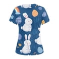 thumbnail image 3 of Easter Bunny Chicken Egg Print Short Sleeve T Shirt Cute Cartoon Festival Pattern V Neck Casual Tops Soft Lightweight Pullover Tees for Women Daily Holiday Wear, 3 of 4