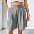 thumbnail image 2 of Qgtaibl Women's Bermuda Dress Shorts High Waisted Pleated Wide Leg Shorts with Pockets Summer Loose Fit Solid Color Fomal Work Shorts Gray XL, 2 of 8