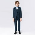 thumbnail image 3 of Boys Formal Dresswear Suit 6 PCS Gentlemen British Tuxedo Set its Blazer Dress Shirts Pants Vest Wedding Ring Bearer 6 Years, Navy, 3 of 7