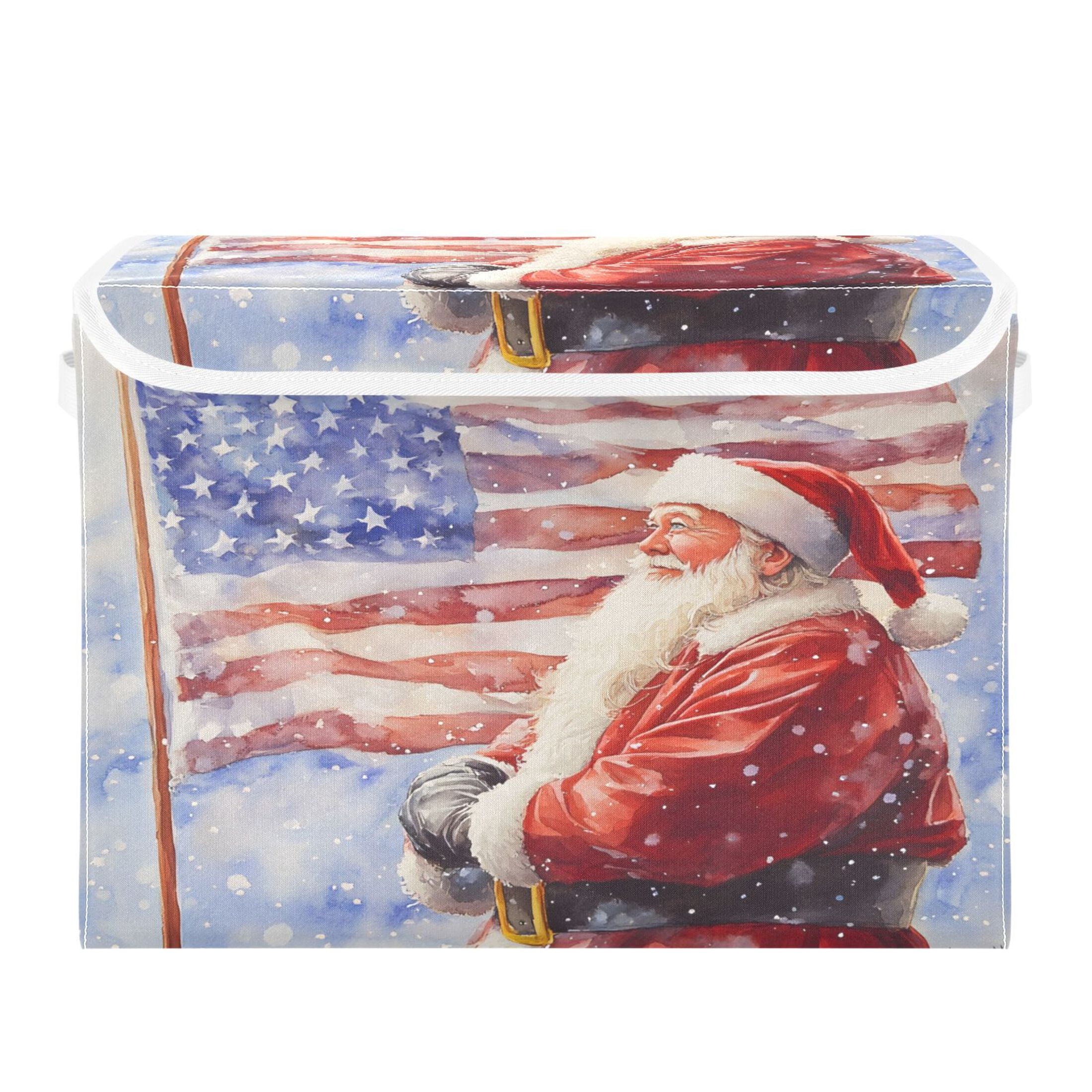 Ryvnso Christmas Santa Claus Large Lidded Foldable Storage Baskets Cubes Boxes Lids Bin for Home