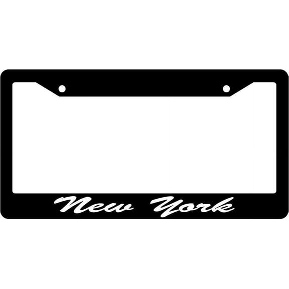 New York Script Black Plastic License Plate Frame EBS