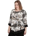 thumbnail image 3 of Alfred Dunner Womens Plus-Size Floral Geometric Crewneck Top With Necklace, 3 of 4