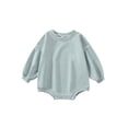 thumbnail image 1 of Faithtur Bébé Filles Garçons Romper Couleur Unie Manches Longues Col Rond Combinaisons Automne Hiver Casual Bodys, 1 of 8