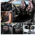 thumbnail image 2 of Yuyamidu Cherry Blossom Car Seat Cover Set of 15 Pink Steering Wheel Cover Seat Belt Strap Cover Trash Cans Rear View Mirror Cover Cup Coaster Keychain Air Vent Storage Bag Universal Fit, 2 of 7