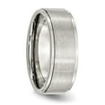 thumbnail image 3 of Auriga Fine Jewelry Stainless Steel Polished with Brushed Center 8 mm Ridged Edge Band for Women Size 11, 3 of 6