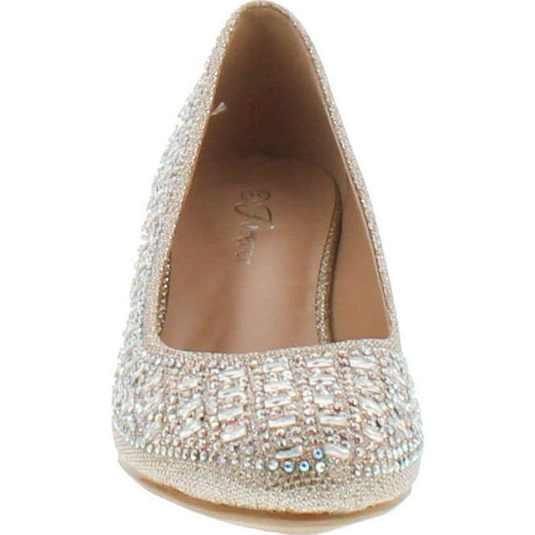 Forever Womens Champagne Low Wedge Heel Closed Toe Wedding Party Dress  Sandals, Size 10 - Walmart.com