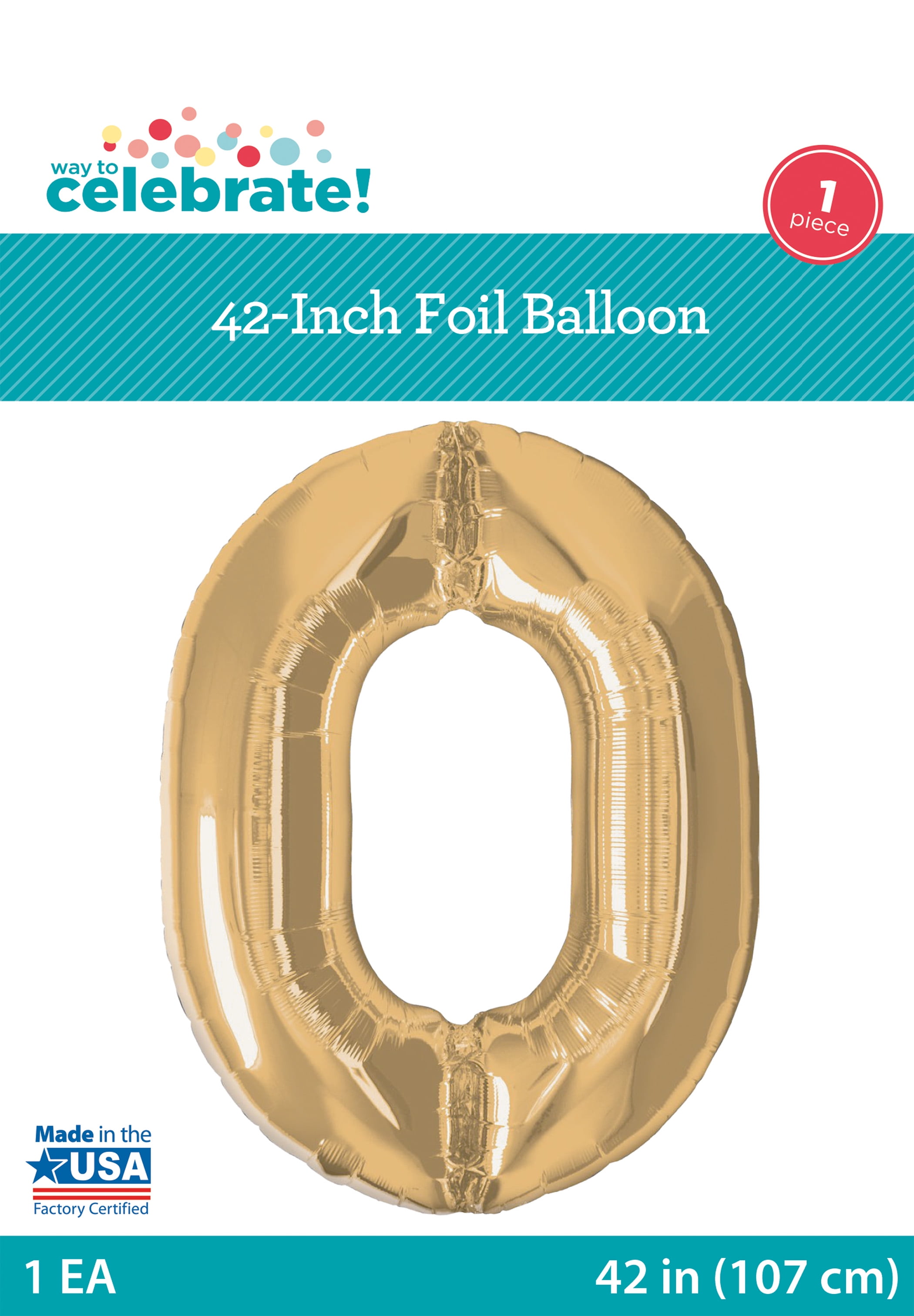 Way to Celebrate Number 0 Gold Foil Balloon