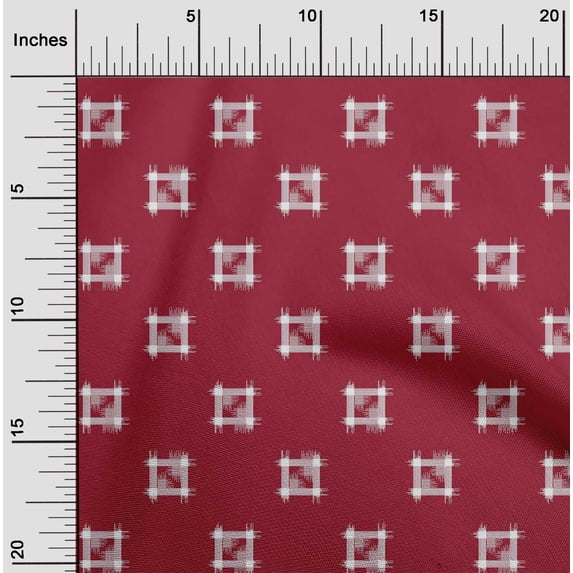 oneOone Cotton Cambric Fabric Square Kasuri Print Fabric By The Yard 56 Inch Wide
