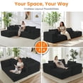thumbnail image 4 of Mjkone Modular Sectional Sofa with Chaise,Corduroy L-Shaped Cloud Couch,Oversized Sleeper Couches for Living Room,Black, 4 of 7