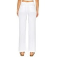 thumbnail image 3 of Cali1850 Women's Casual Linen Pants 29" Inseam Oceanside Drawstring Smocked Waist Lounge Beach Trousers with Pockets, 3 of 6