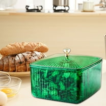 Desktop Storage Box, Clear PET Container, Large Capacity, With Dust Cover & Handle, Stackable, Suitable For Dried Fruit Snack Fruit Dresser Organizing, Kitchen Bedroom Bathroom Use