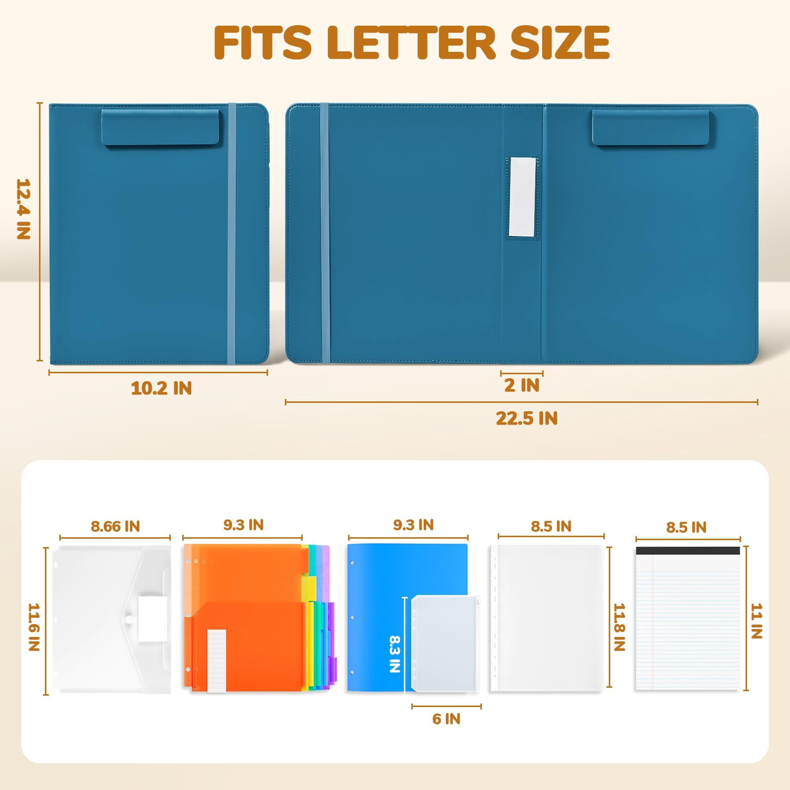 3 Ring Binder Clipboard With Storage 12.4"x10.2"magnetic Folder 5 Expandable Folders Refillable Lined Notepad (11" X 8.5") Ideal For School Office Nursing(dark Blue)