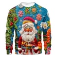 thumbnail image 2 of UVEASISHA Mens Ugly Christmas Sweatshirt Funny Santa Graphic Print 3D Sweatshirts Xmas Casual Long Sleeve Crewneck Pullover Tops Multicolor 4XL, 2 of 5