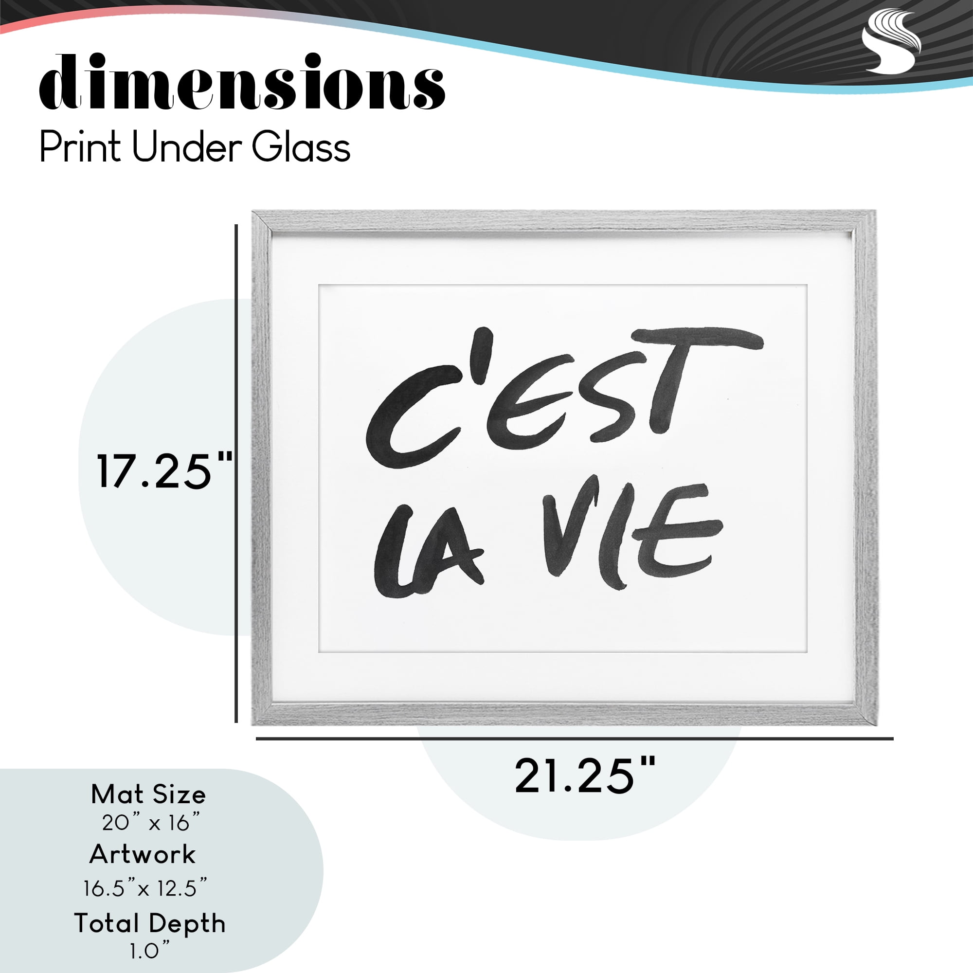 Stupell Industries C'est La Vie Minimal Text Gray Framed Print Under Glass, design by SD Graphics Studio