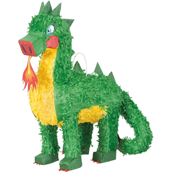 Unique Industries Green Graphic Prints Asymmetrical Birthday Dragon Pinata, 14.0" x 18.5"