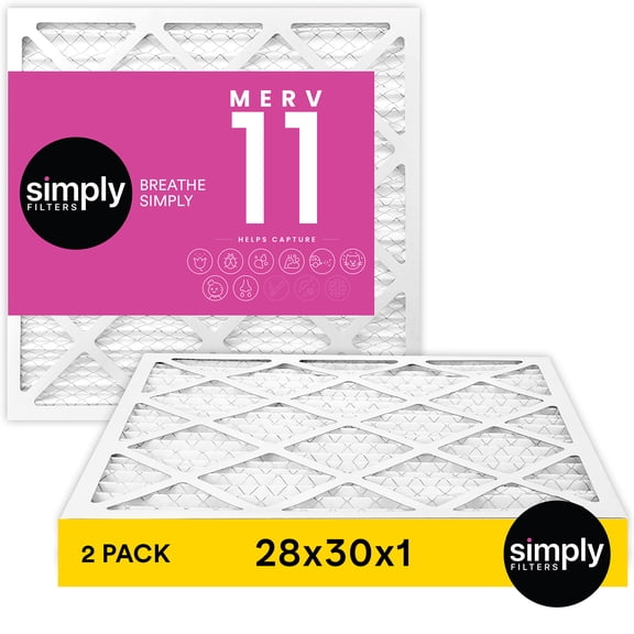 Simply Filters 28x30x1 MERV 11, MPR 1000, AC Furnace HVAC Air Filter (2 Pack)