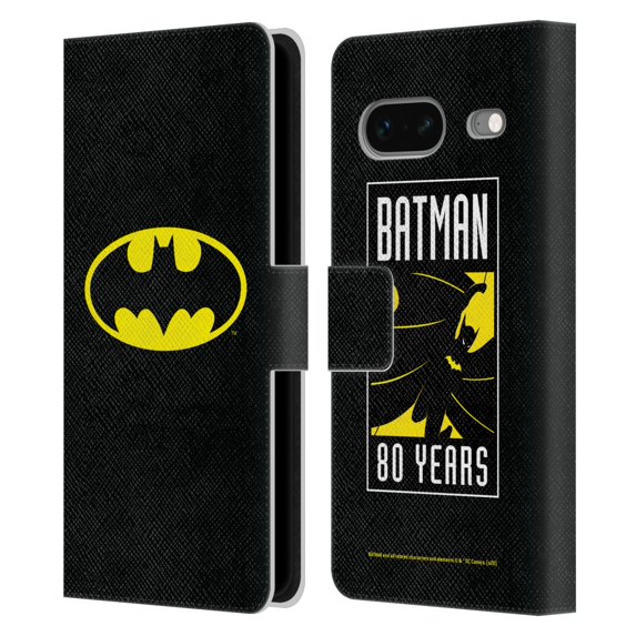 Head Case Designs Officially Licensed Batman DC Comics Logos Classic Leather Book Wallet Case Cover Compatible with Google Pixel 7