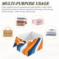 thumbnail image 6 of Yayeee Collapsible Cube Storage Bin with Lid Fabric Closet Decorative Basket with Handles, Orange Abstract Wavy, 6 of 7