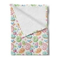 thumbnail image 2 of Dessert Soft Flannel Fleece Blanket, Candy Shop Inspired Whipped Cream Topped Cupcakes Swirl Lollipops Macarons Donuts, Cozy Plush for Indoor and Outdoor Use, 70" x 90", Multicolor, by Ambesonne, 2 of 5