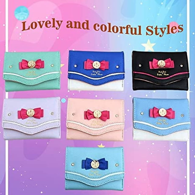 Sailor Moon Wallet Girl Cute Small Wallet Delicate Bow Kawaii Wallet Credit Card Holder ID Window