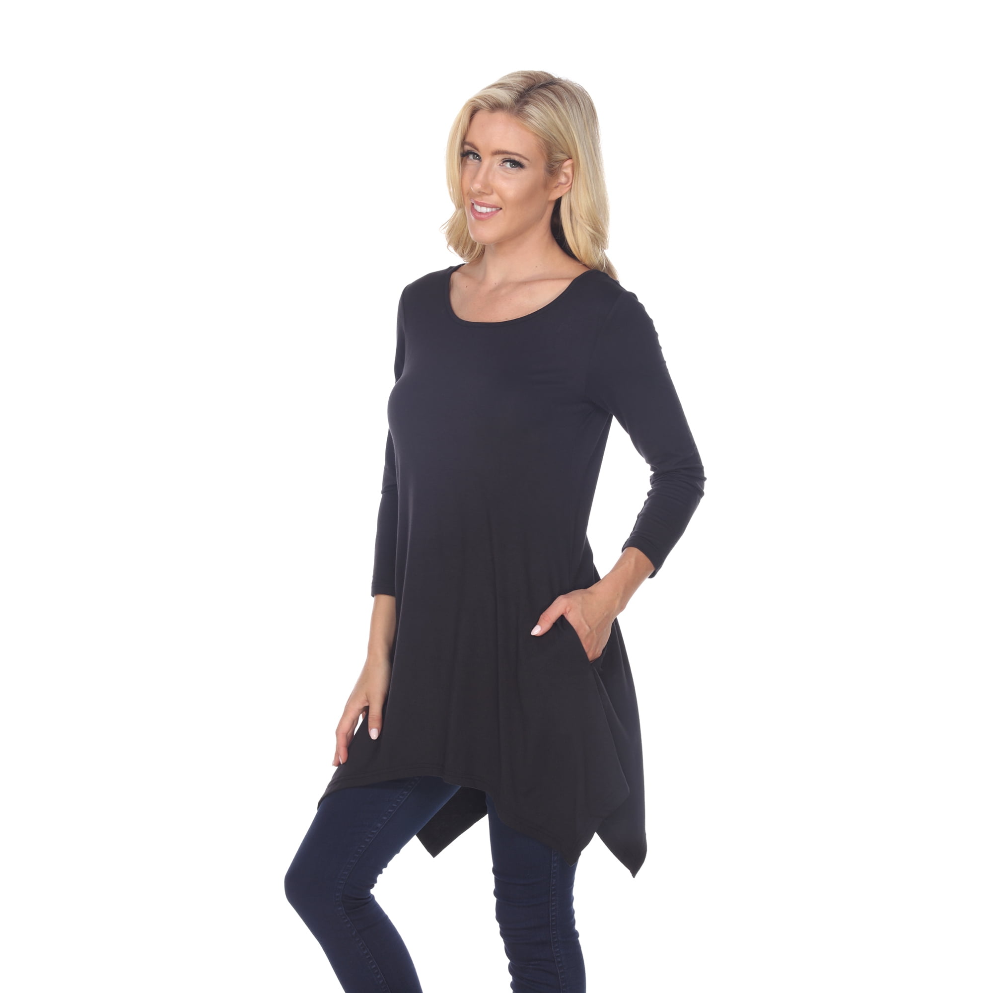 White Mark Women's Solid Color Tunic Top