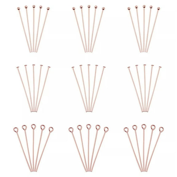 EOEMY 300Pcs Rose Gold Brass Flat Head Pins Ball Head Pins Diy Beading Jewelry Making
