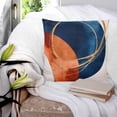 thumbnail image 4 of Navy Blue Burnt Orange Throw Pillow Covers, Soft Pillowcases with Invisible Zipper, Boho Art Modern Geometric Decorative Square Pillow Cushion Covers for Living Room Couch Sofa Bed 24x24 Inches, 4 of 8