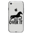 thumbnail image 1 of DistinctInk Clear Shockproof Hybrid Case for iPhone 7 8 SE (2020 Model) 4.7" Screen TPU Bumper Acrylic Back Tempered Glass Screen Protector - Just Get Over It - Horse Jump, 1 of 5