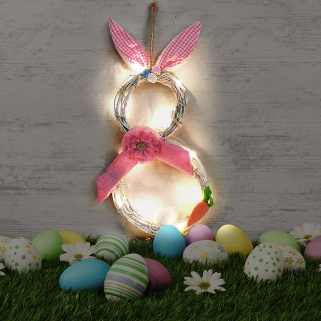 TIMIFIS Hanging Products, Easter Decorations with Lights Rings Flower Garlands Easter Home Decorations Pendants Shop Window Props Easter Decorations for Home