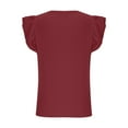 thumbnail image 4 of Olyvenn Women's V Neck Knitted Tank Tops Trendy 2025 Summer Slim Fit Ruffle Sleeveless Tee Shirts Solid Color Casual Blouse Wine XL, 4 of 5