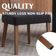 Guyou Modern Rattan Backrest Dining Chairs Set of 2, Mid-century Farmhouse Linen Upholstered Kitchen Chairs Solid Wood Side Chairs for Kitchen Dining Room Living Room, Charcoal