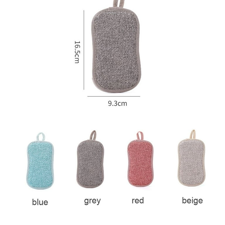 10pcs Grey Double-sided Sponge Cleaning Tool For Household, Pot