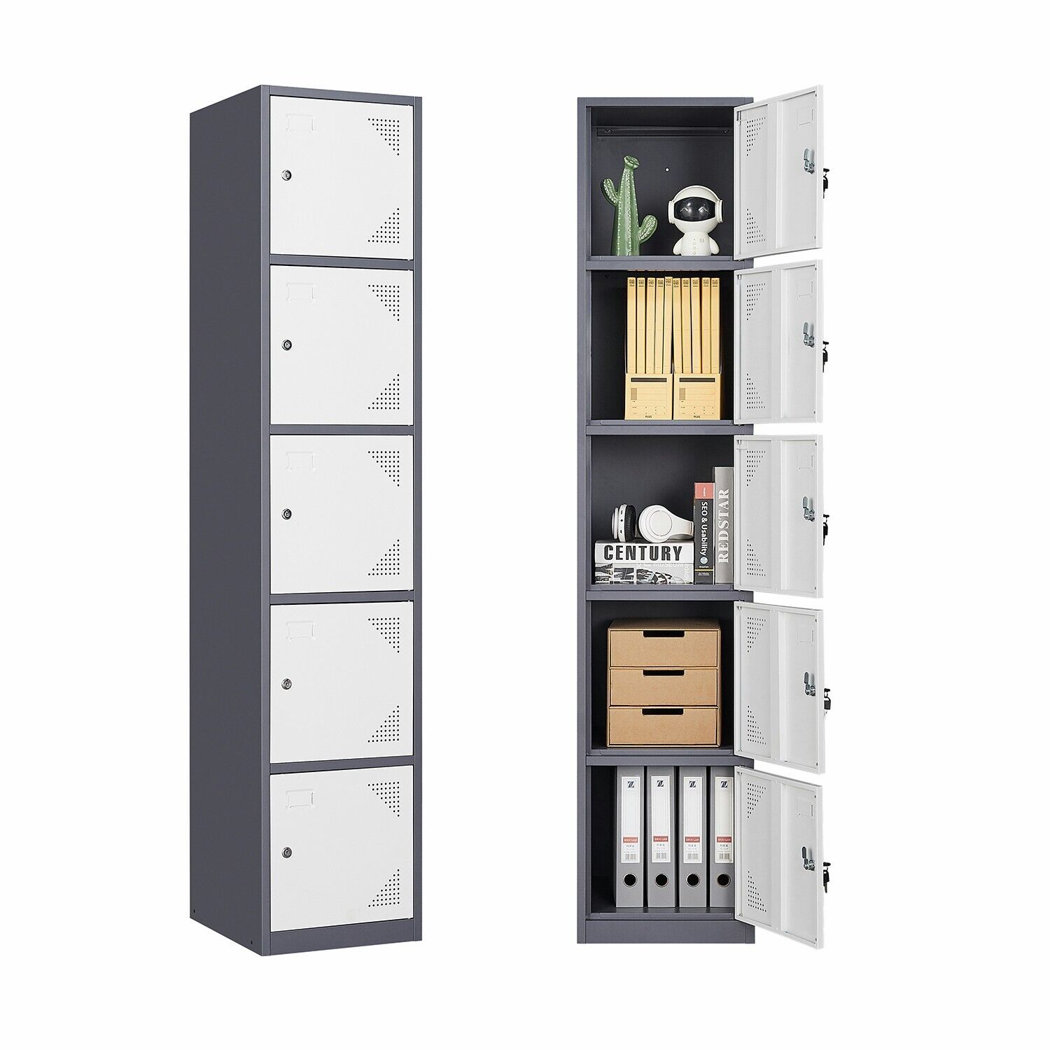 5 Doors Metal Locker Storage Organizer Employee Lock Box Steel