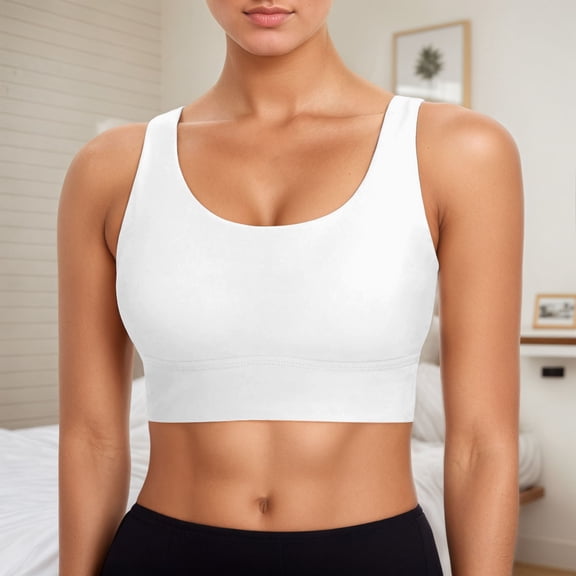 Sports Bikini Tops for Women Adjustable Wide Straps Workout Swimsuit Top Comfortable Support Swimsuit Only(White,S)