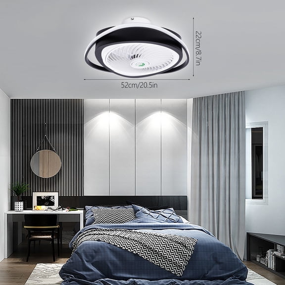 Modern 20-Inch Invisible Fan Chandelier with Remote Control & Dimmable LED