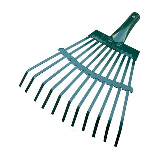 Garden Rake Artificial Grass Rake Heavy Duty Metal Leaf Rake For Lawns Green Color Free Size Stainless Steel Rake C-275 Green