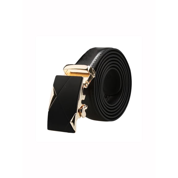 INSPIRE CHIC Father's Day Men's Automatic Buckle Ratchet Business Dress Leather Belt Gold Geometric 58 5/8-61 3/8"
