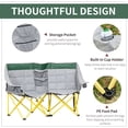 thumbnail image 6 of Outsunny 2-Person Loveseat Camping Chair, Oversized Folding Double Lawn Chair with Cup Holders & Carry Bag, Oxford Fabric & Steel Frame, Green, for Picnic, Beach, Fishing, Outdoor, 6 of 8