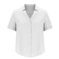 thumbnail image 7 of Kaemgyyd Womens Button down Shirts Rolled up Half Sleeve Cotton Linen Beach Vaction Tops Wrinkle Free Loose Fit Side Slit Blouse, 7 of 7