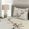 thumbnail image 2 of Ambesonne Floral Quilted Coverlet 2 Pcs, Style Art Birds, Twin Size, Pale Maroon Black, 2 of 3